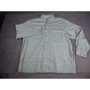 Habit Mens 2XL Fishing Shirt Long Sleeve Plaid Sage Green UPF 40+ Vented Back